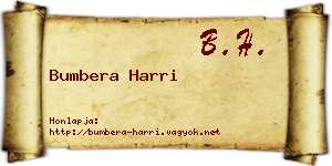 Bumbera Harri névjegykártya
